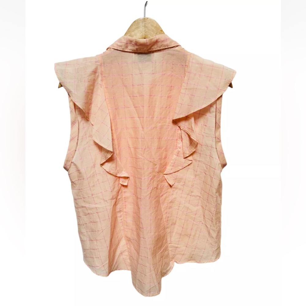 Forte Fortw Short Sleeve Button Front Womens Sz 0 Cotton Blouse - Picture 3 of 5